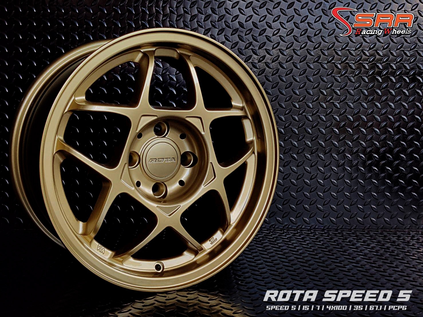 ROTA : SPEED5 15X7 4X100 67.1 PCPG (ทอง)