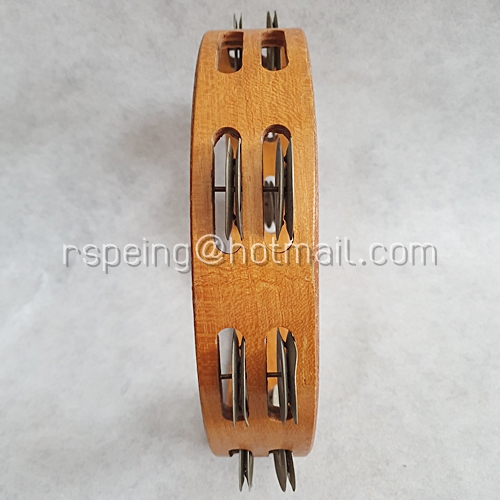 แทมบูรินไม้เก่า ฉิ่งคู่อย่างดี เคลือบกันน้ำ Tambourine