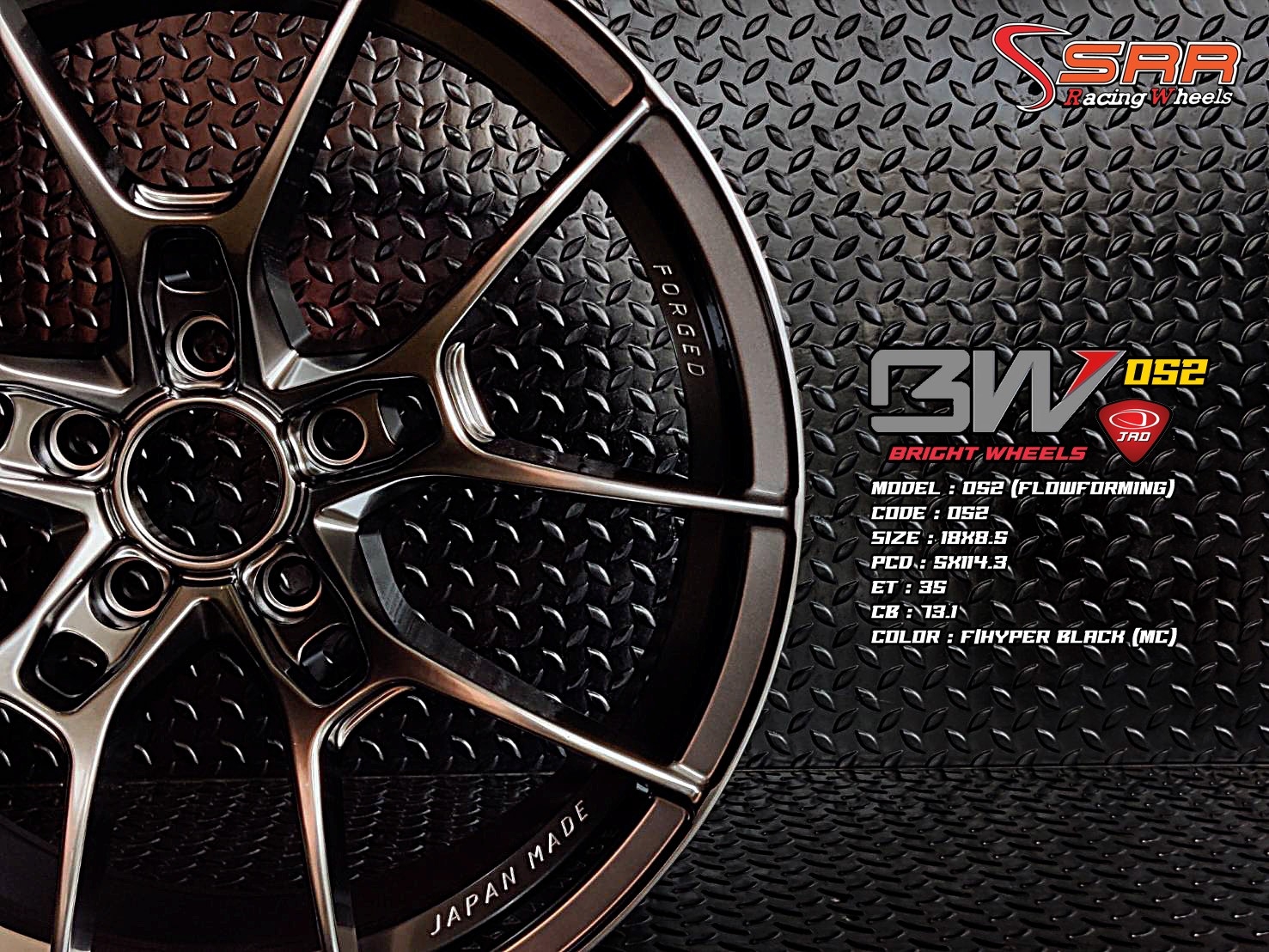 BW052 18X8.5 5X114.3 35 F/HYPER BLACK(MC) สีไฮเปอร์แบล็ก