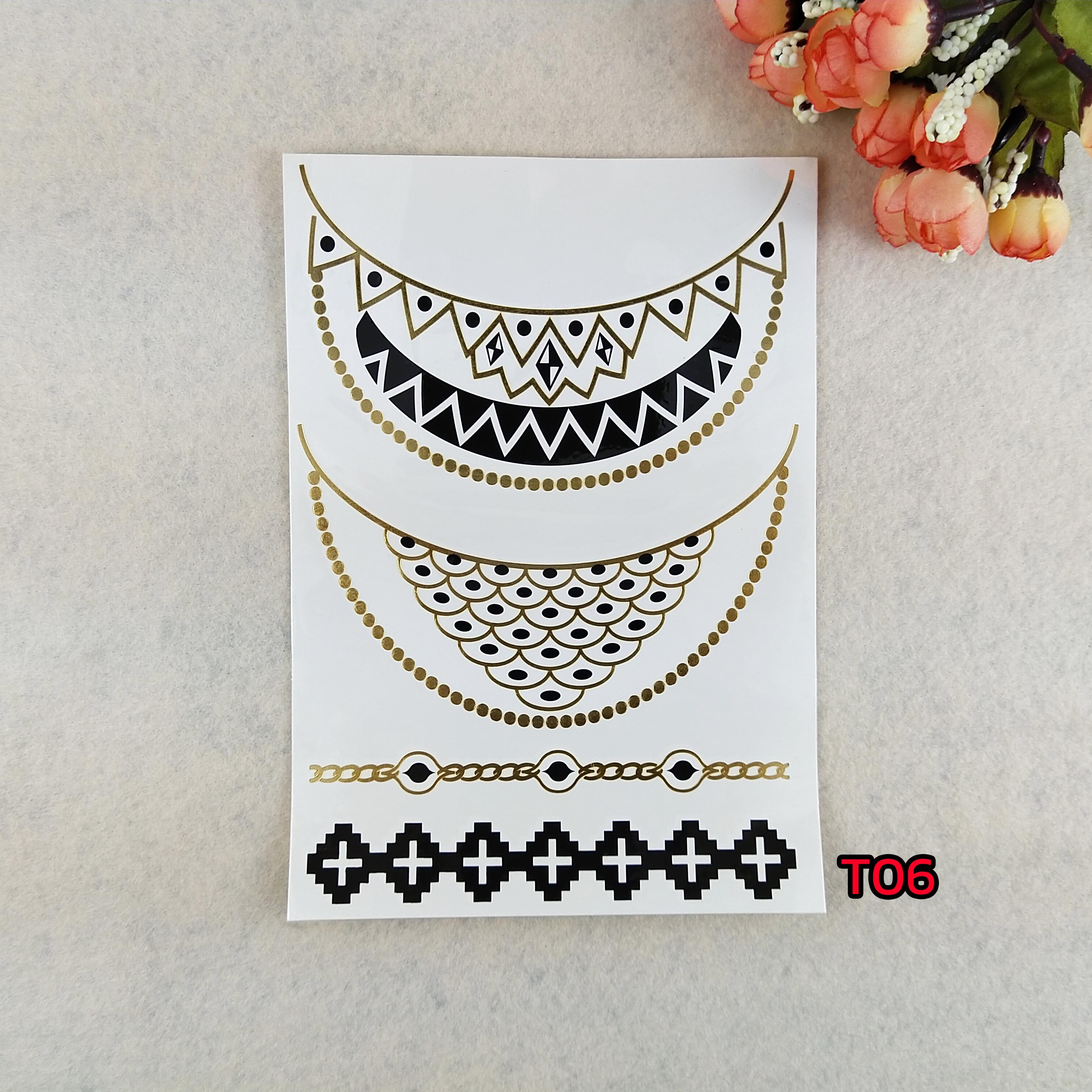 พร้อมส่ง✨ Tattoo✨⭐️ แทททูติดตัว✨⭐️สีทอง✨⭐️ติดง่ายมาก✨⭐️ แค่ 30 วินาที ก็สวยในพริบตา ✨⭐️ไม่เป็นอันตรายต่อผิว✨⭐️6