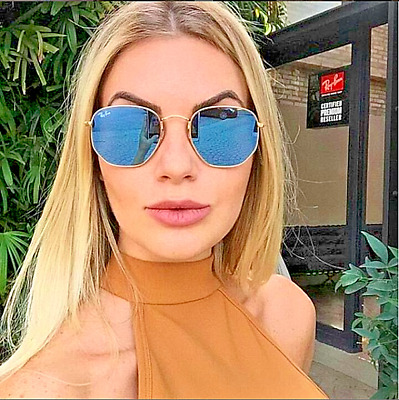 Ray Ban RB3548N 001/30 hexagonal Gold Silver Mirror