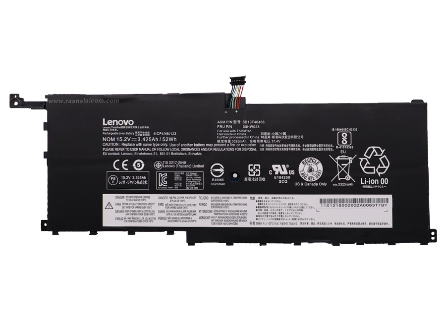 แบตเตอรี่ Lenovo ThinkPad X1 Carbon 4th Gen 20FB Original 00HW028 ราคา พิเศษ Battery 00HW028 15.2V 3.425Ah 52Wh ตรงรุ่น