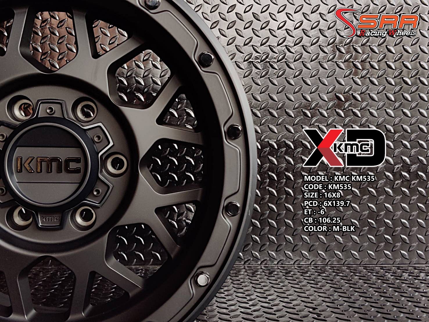 KMC KM535 16X8 6X139.7 ET -6 M-BLK (ดำด้าน)