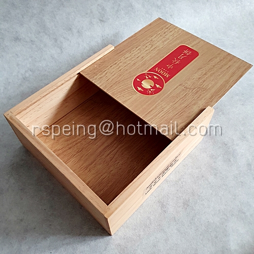 กล่องขนมไหว้พระจันทร์ (ไม้) ฝาสไลด์