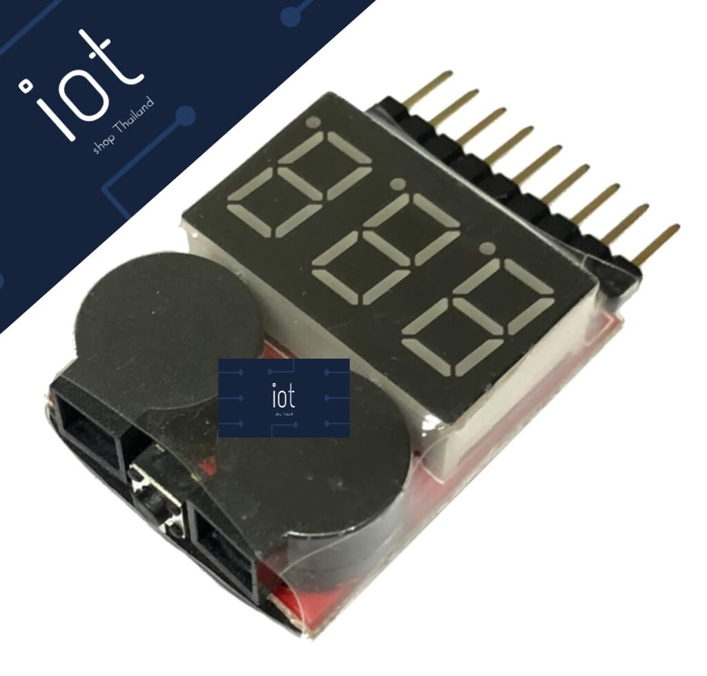 โมดูลวัดไฟ / เตือนแบต Lithium Lipo Battery Monitor + Buzzer Alarm