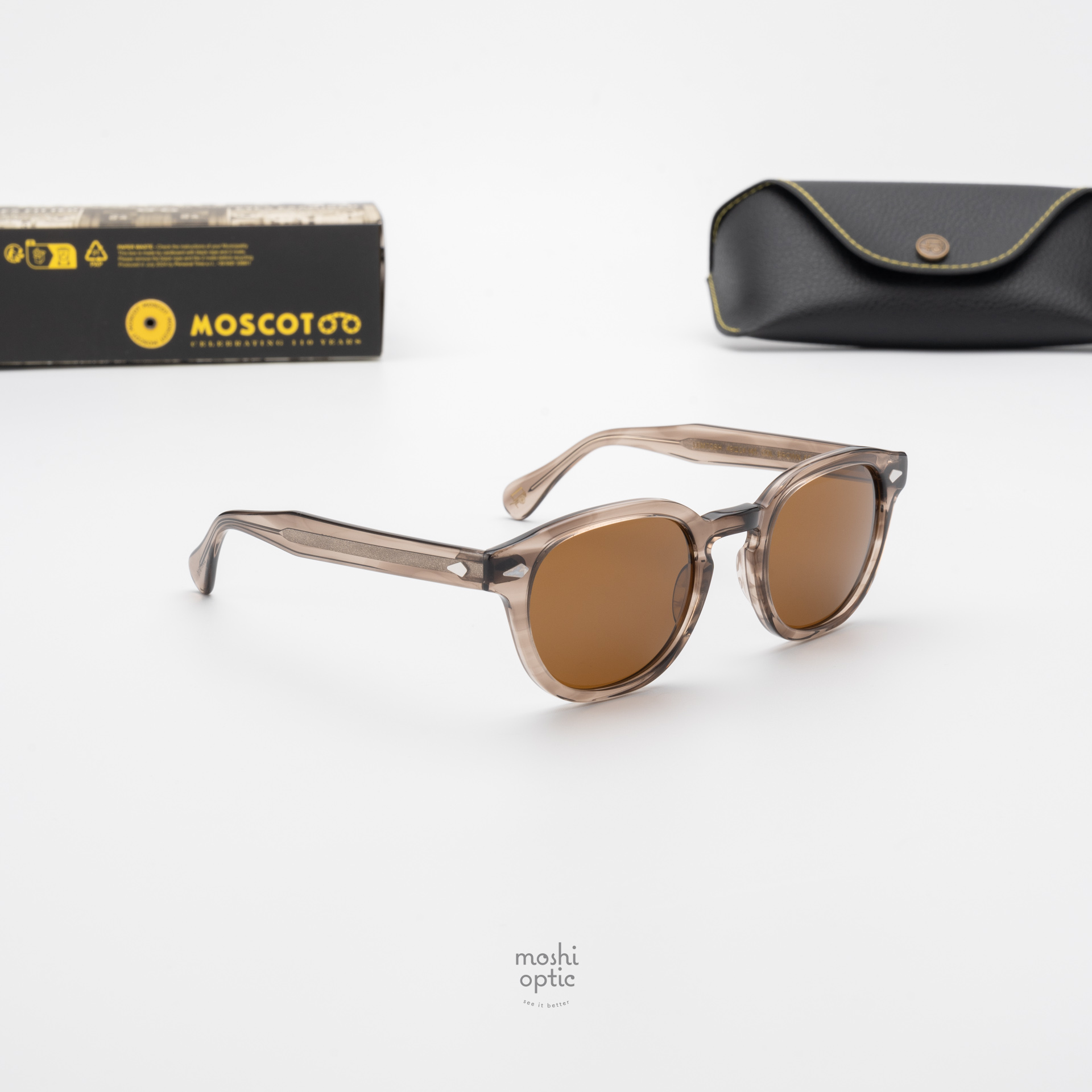 แว่นกันแดด Moscot Sun Lemtosh Brown Ash Cosmitan Brown
