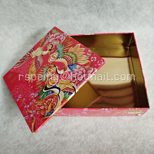 กล่องขนมไหว้พระจันทร์ ลายนกคาบโคม มังกรทองภัตตาคาร