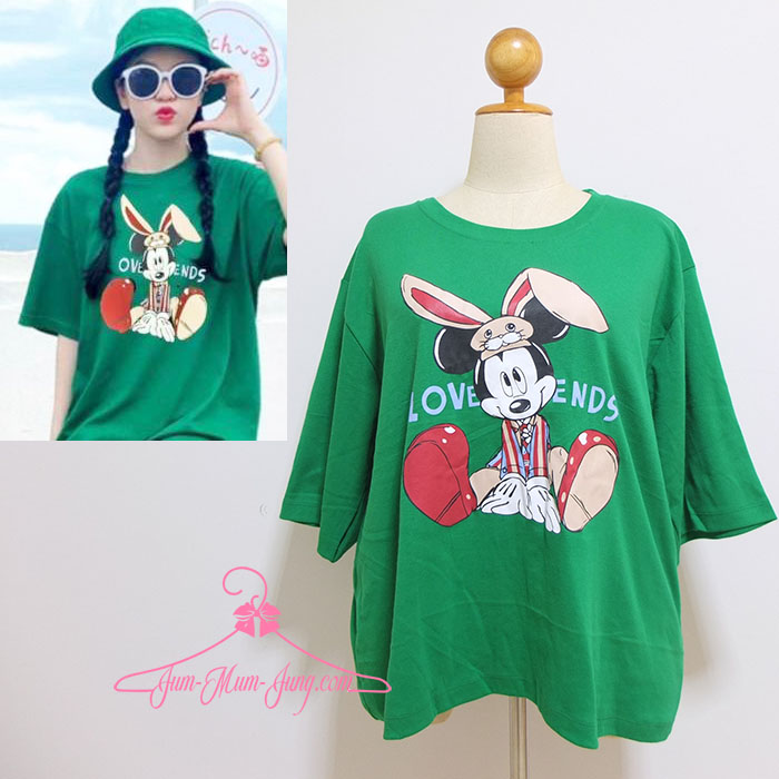*อก52-54นิ้ว*เสื้อคนอ้วนผ้ายืดcottonสีเขียวสกรีนลายการ์ตูนแขน3ส่วน สวยน่ารักมากๆค่ะ