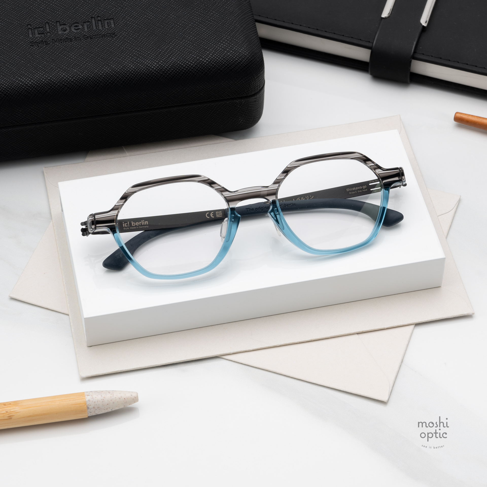 กรอบแว่น IC BERLIN Shirakawa-Go Stripe G. Grey Aqua