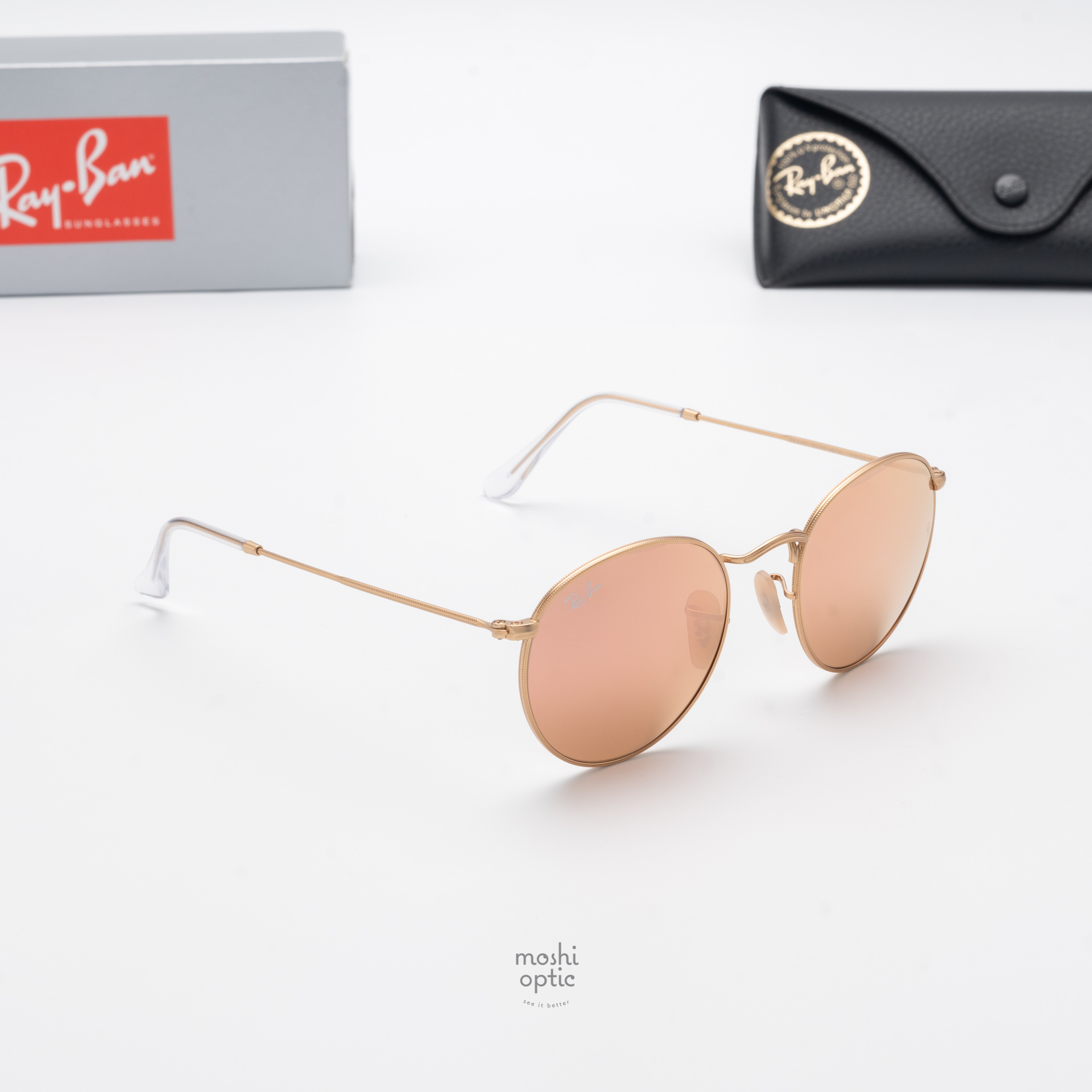 Ray Ban RB3447 112/Z2 Round metal pink mirror