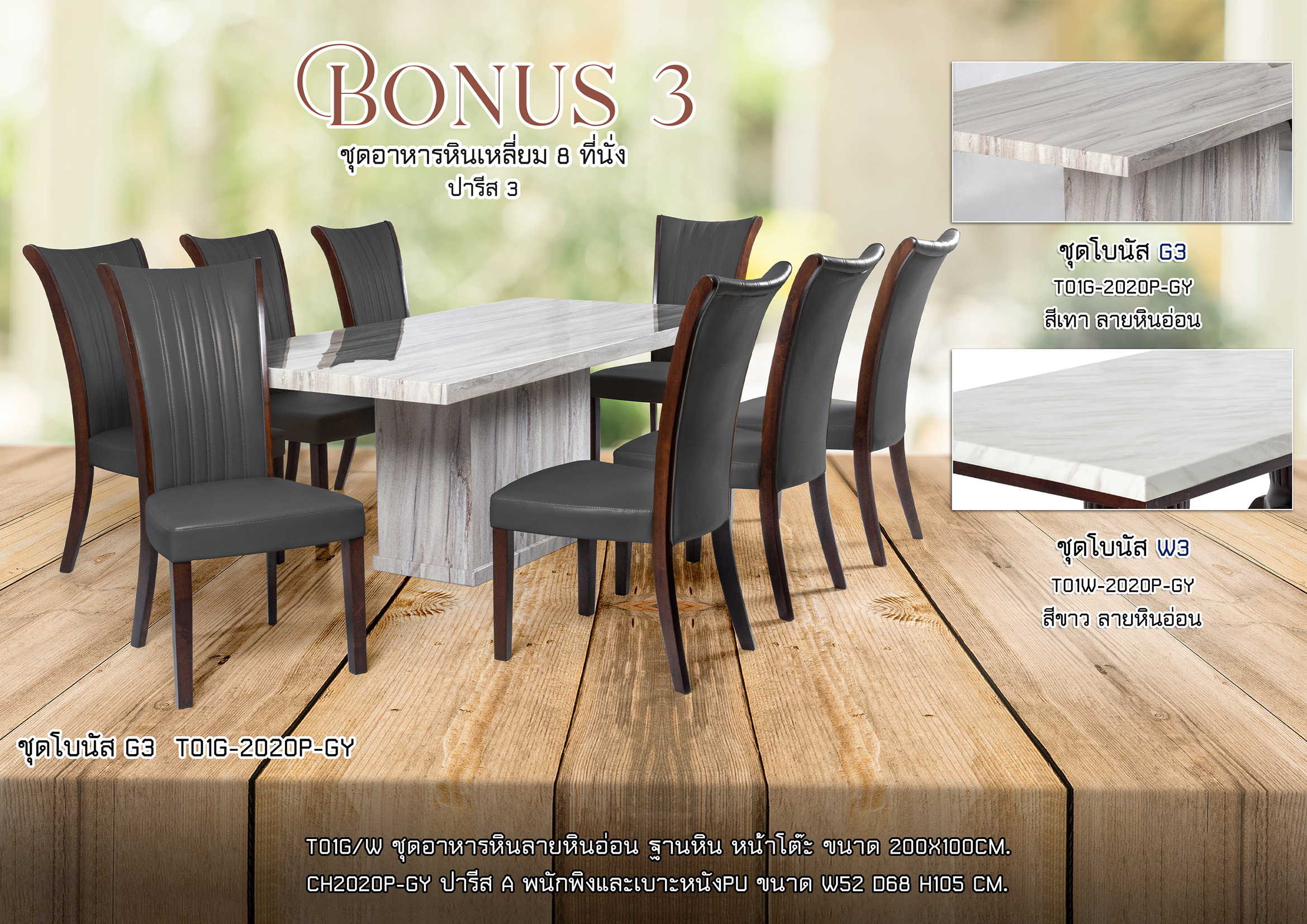 ชุดอาหารหิน 8 ที่นั่ง โบนัส 3