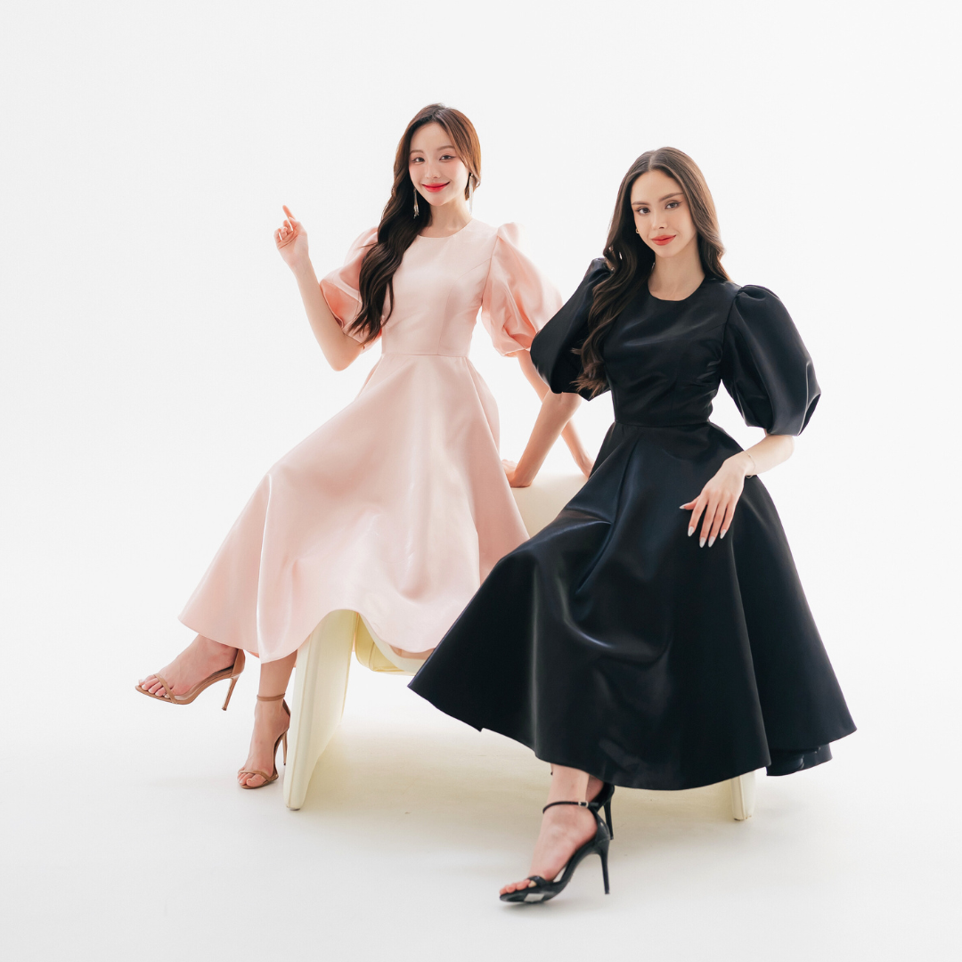 Lism D-111 The Duchess Flair Dress เดรสแขนพองทรงเจ้าหญิง