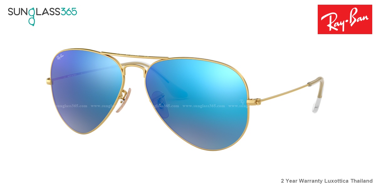 Ray-Ban RB3025 112/17 Aviator Matte gold Frame Blue mirror Lenses