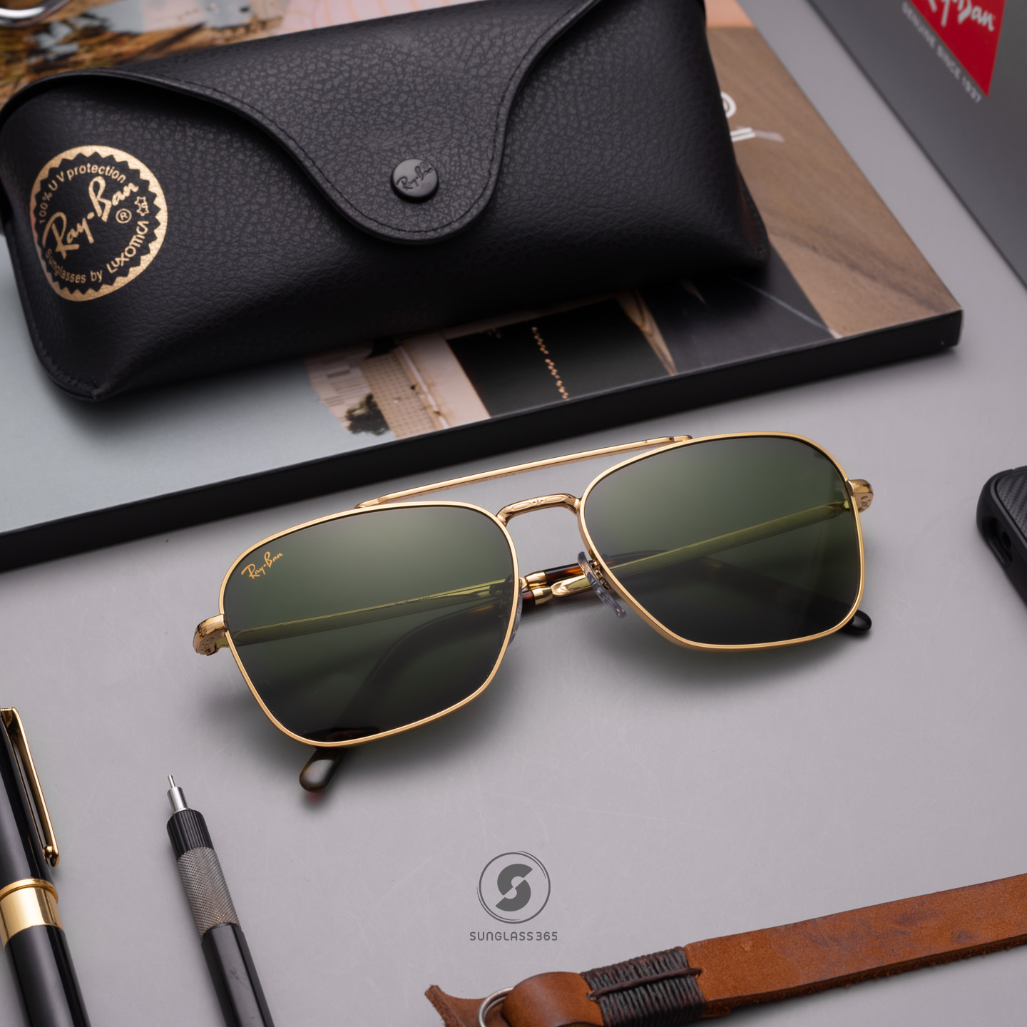 RayBan New Caravan RB3636 919631 Legend Gold G-15