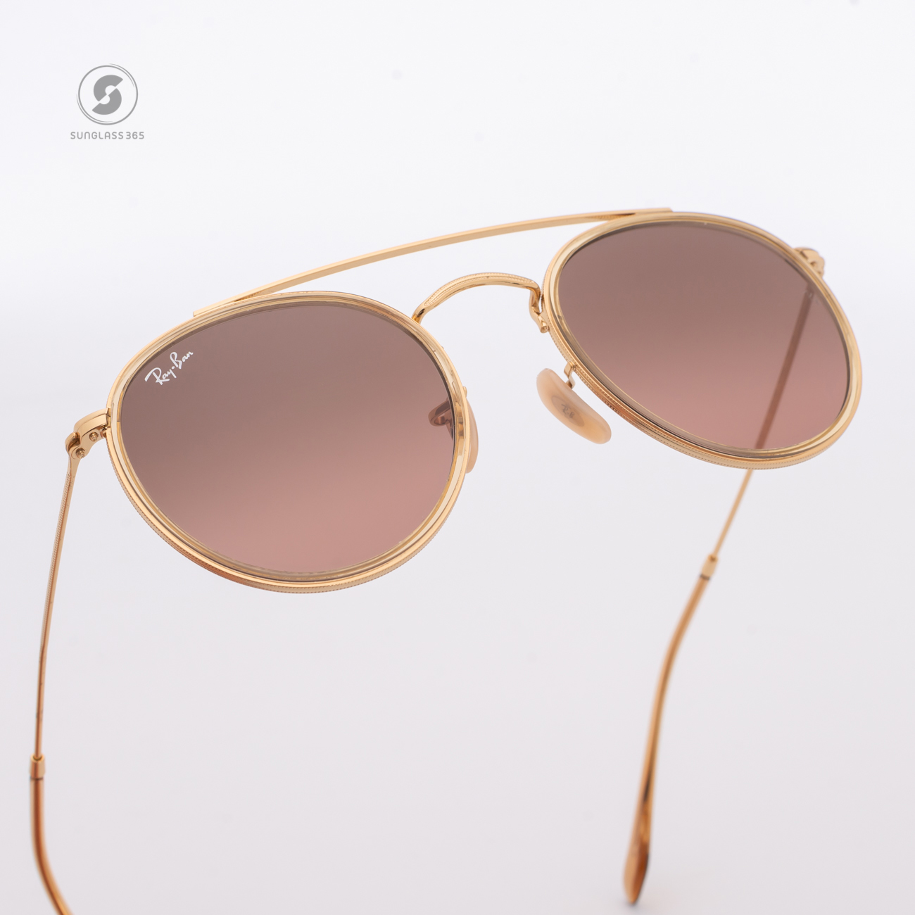 Ray-Ban RB3647N 912443 Round Double Bridge Gold Gradient