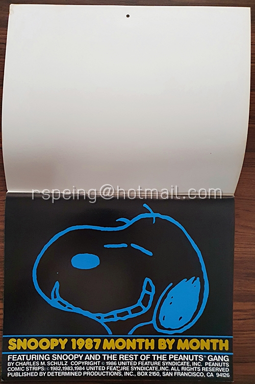 ปฏิทินแขวน Snoopy 1987 (2530) Month by Month