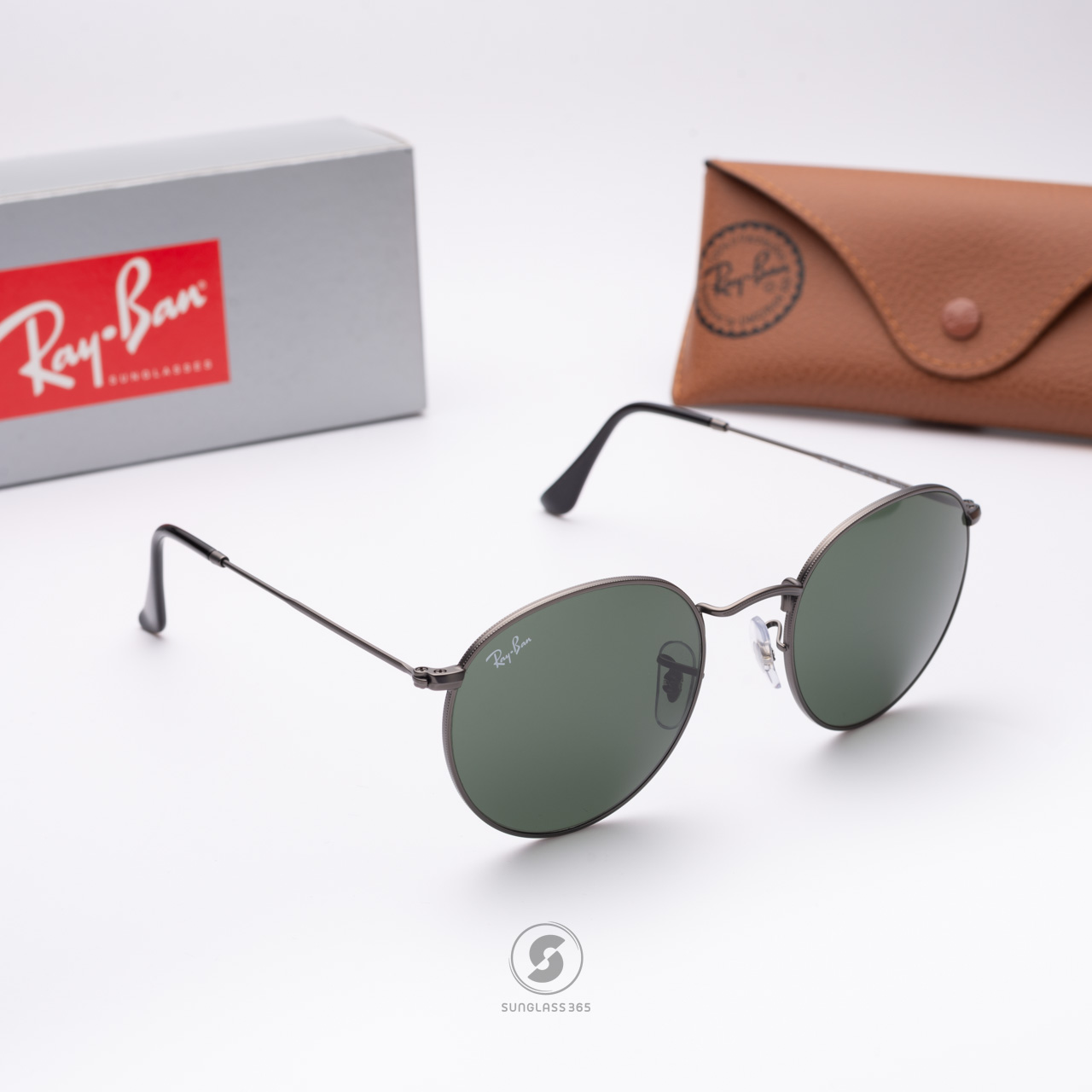 Ray-Ban RB3447 029 Round metal Gunmetal frame G-15 lenses