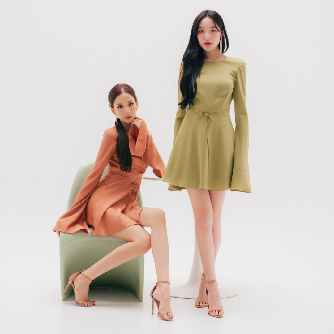 Lism D-097 Satin Bell Charm Dress ชุดเดรสซาติน