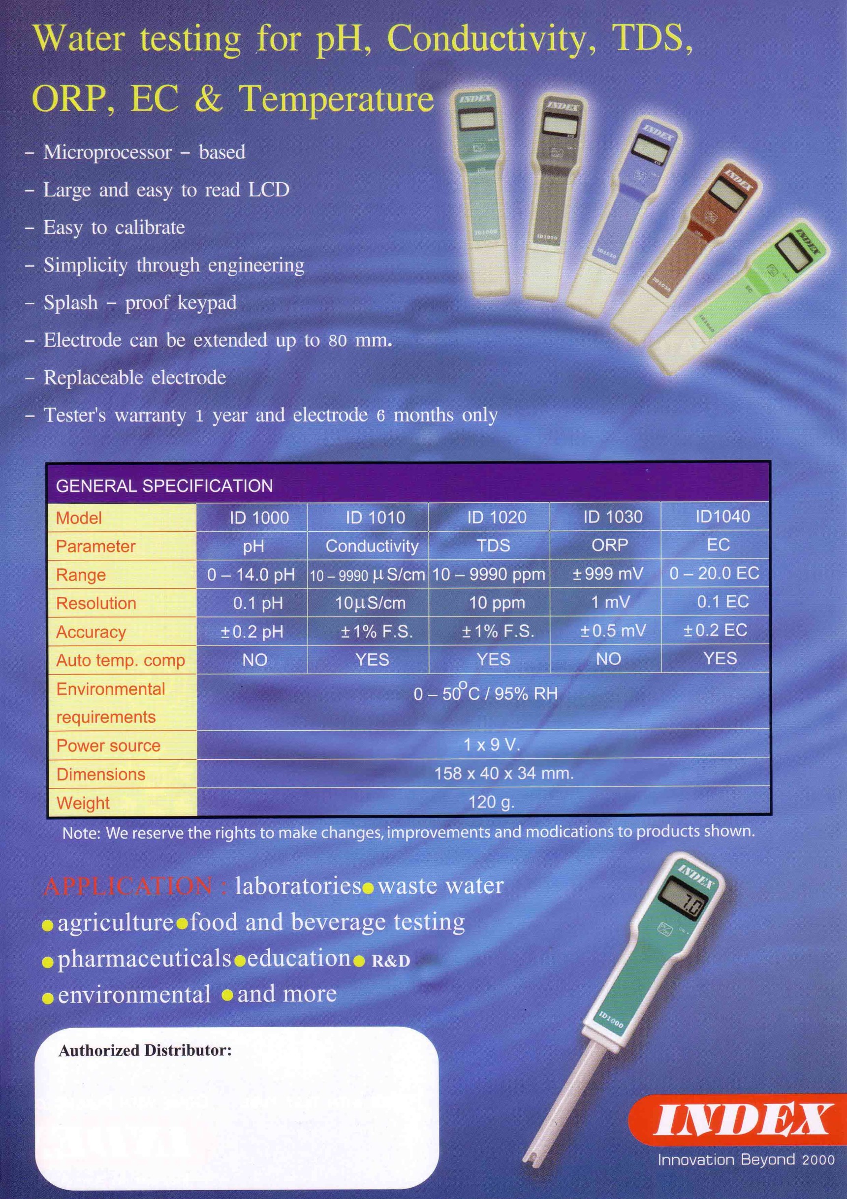 TDS Meter เครื่องวัดค่าของแข็งละลายน้ำ ยี่ห้อ INDEX รุ่น ID1020