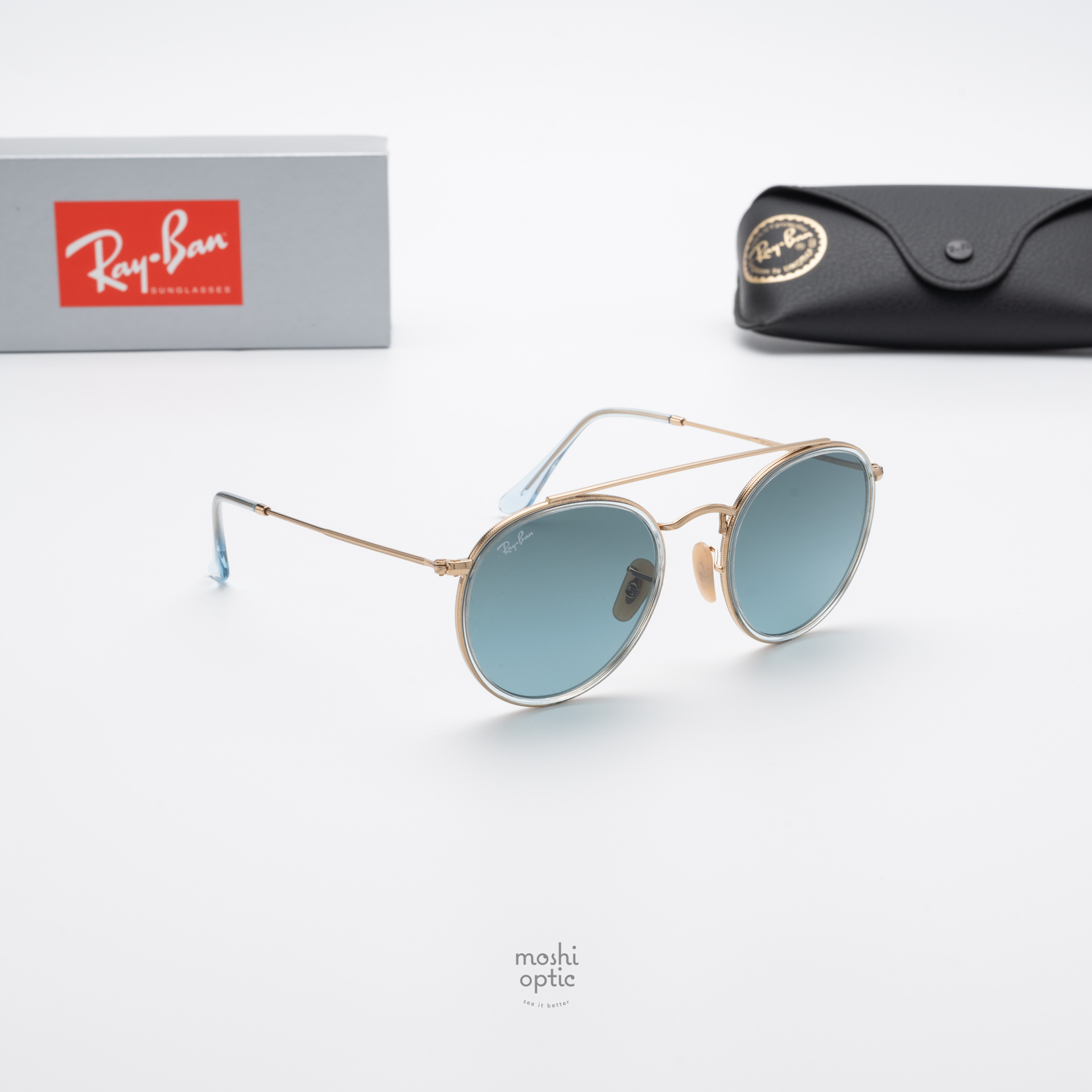 Ray-Ban RB3647N 91233M Round Double Bridge Polished Arista Gold
