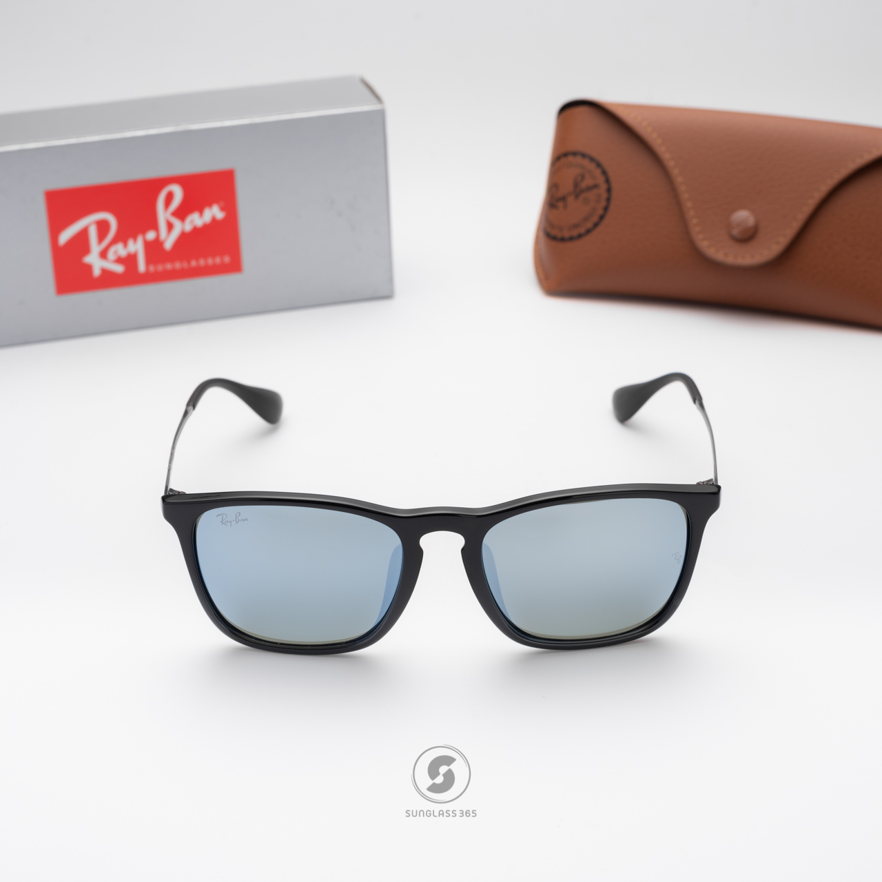 Ray Ban RB4187F 601/30 SHINY BLACK Green Mirror Silver