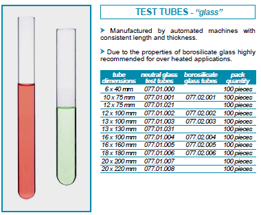 หลอดทดลอง TEST TUBE - BORO 3.3 - 100ชิ้น/กล่อง - ISOLAB