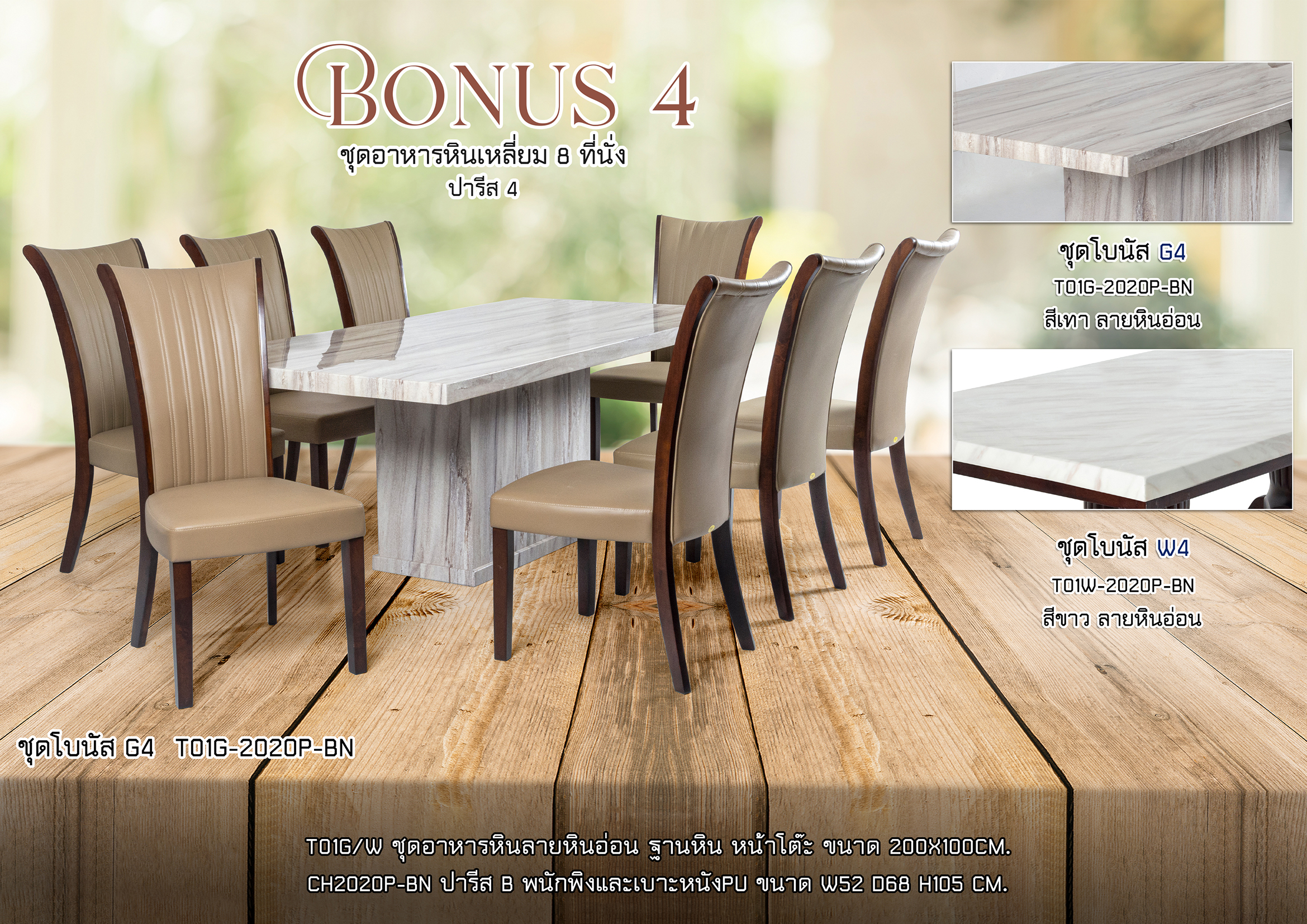 ชุดอาหารหิน 8 ที่นั่ง โบนัส 4