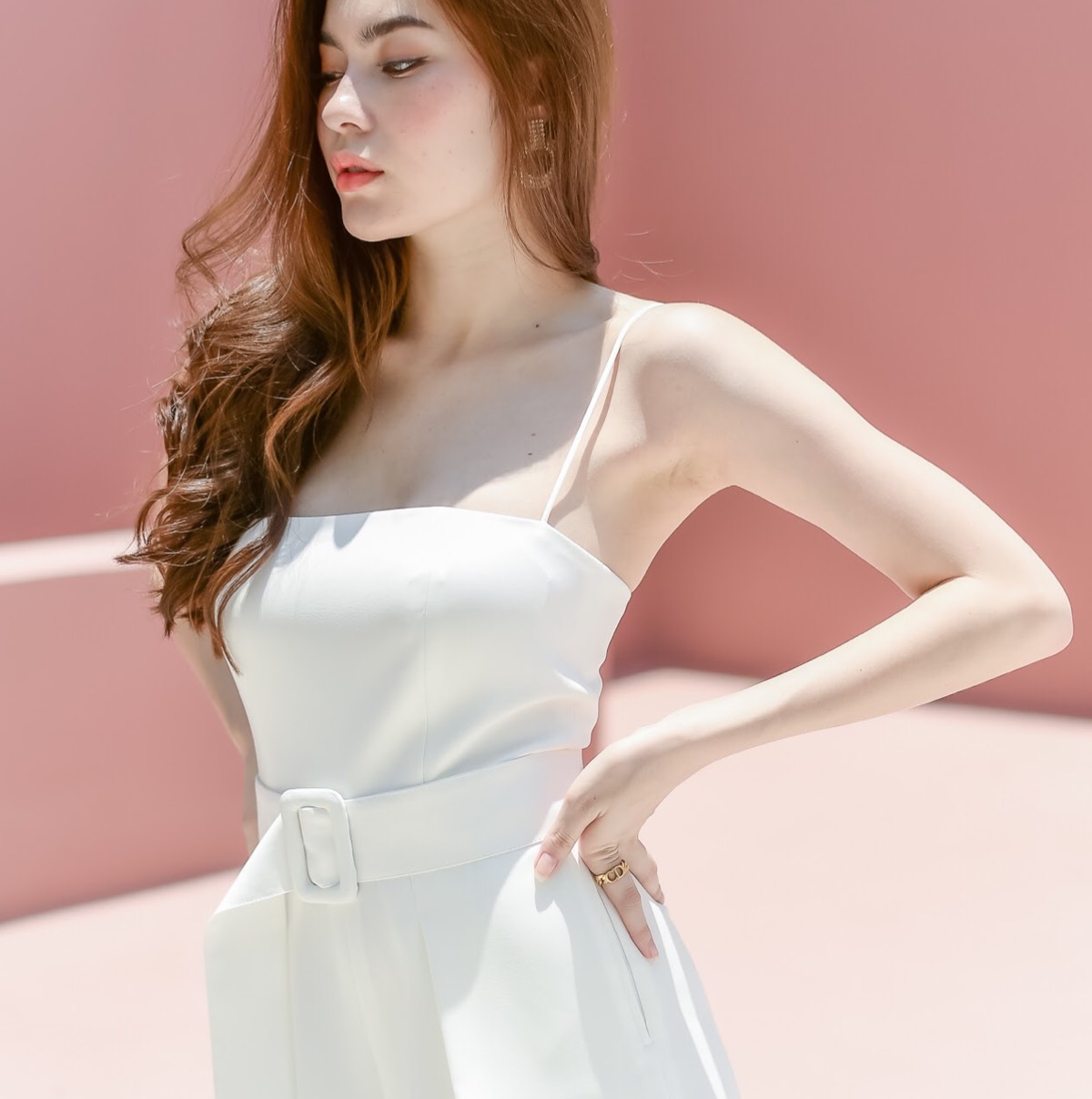 Lism J-009 จั๊มสูทกางเกงขายาวสุดชิคดีไซน์เก๋พร้อมเข็มขัดถอดได้ลุคนี้ปังค่า^^