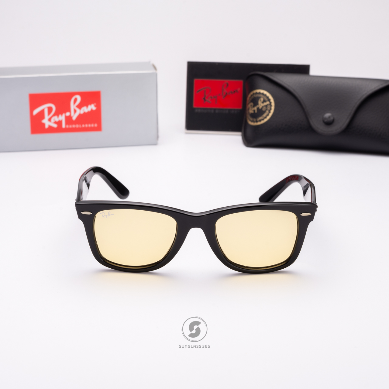 Ray Ban Wayfarer RB2140F 901/R6 Black Yellow Classic