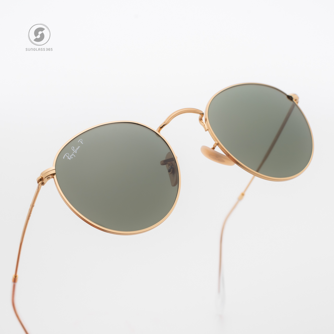 RayBan RB3447 001/58 Round Metal Polarized Green