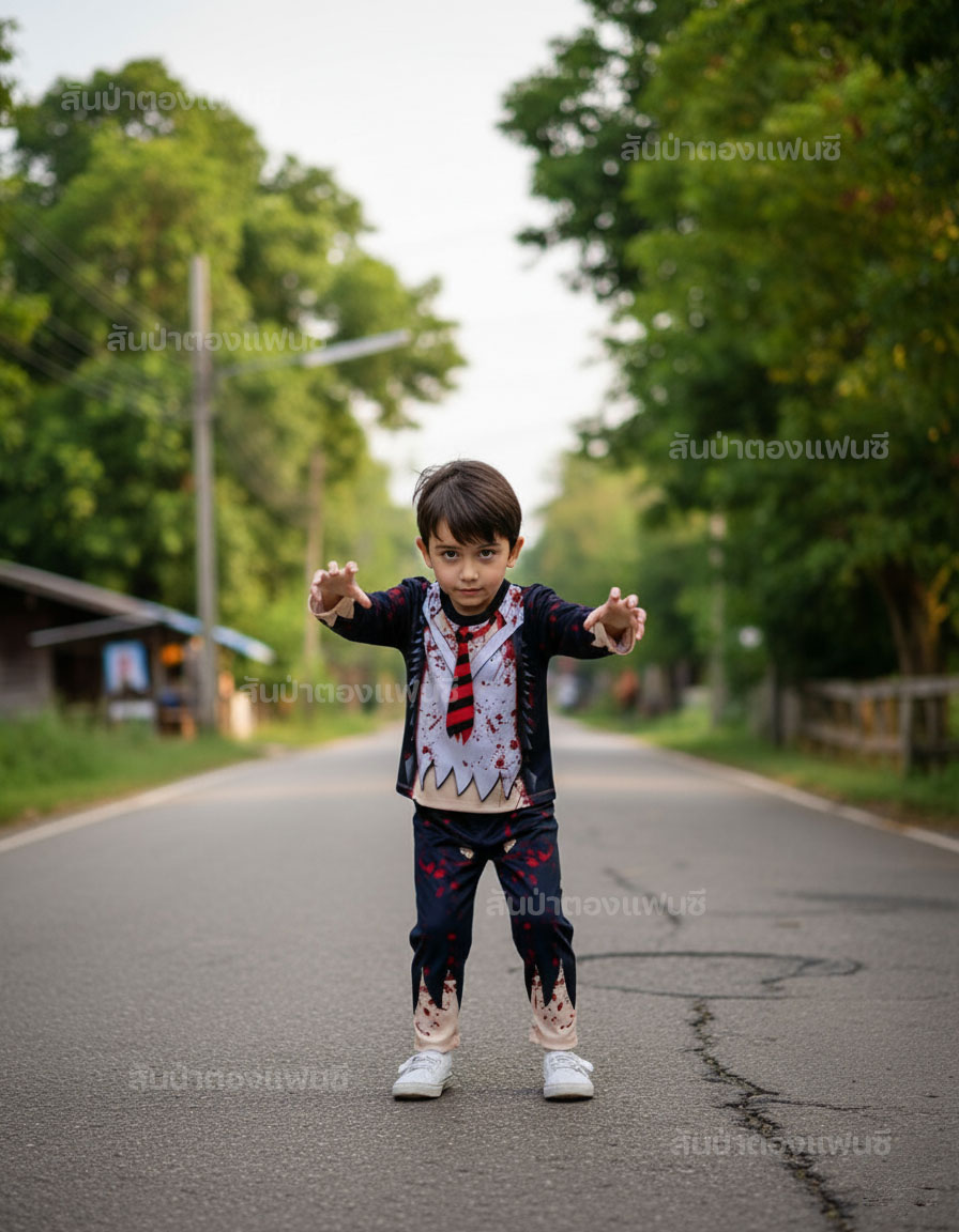 ชุดซอมบี้เด็ก ชุดฮาโลวีนเด็ก ชุดผีซอมบี้