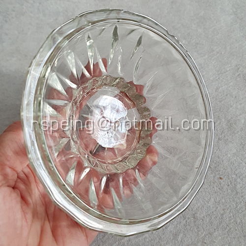 ชามแก้วใสและฝาปิดวินเทจ ลายเพชร อย่างหนา ชุดที่ 1