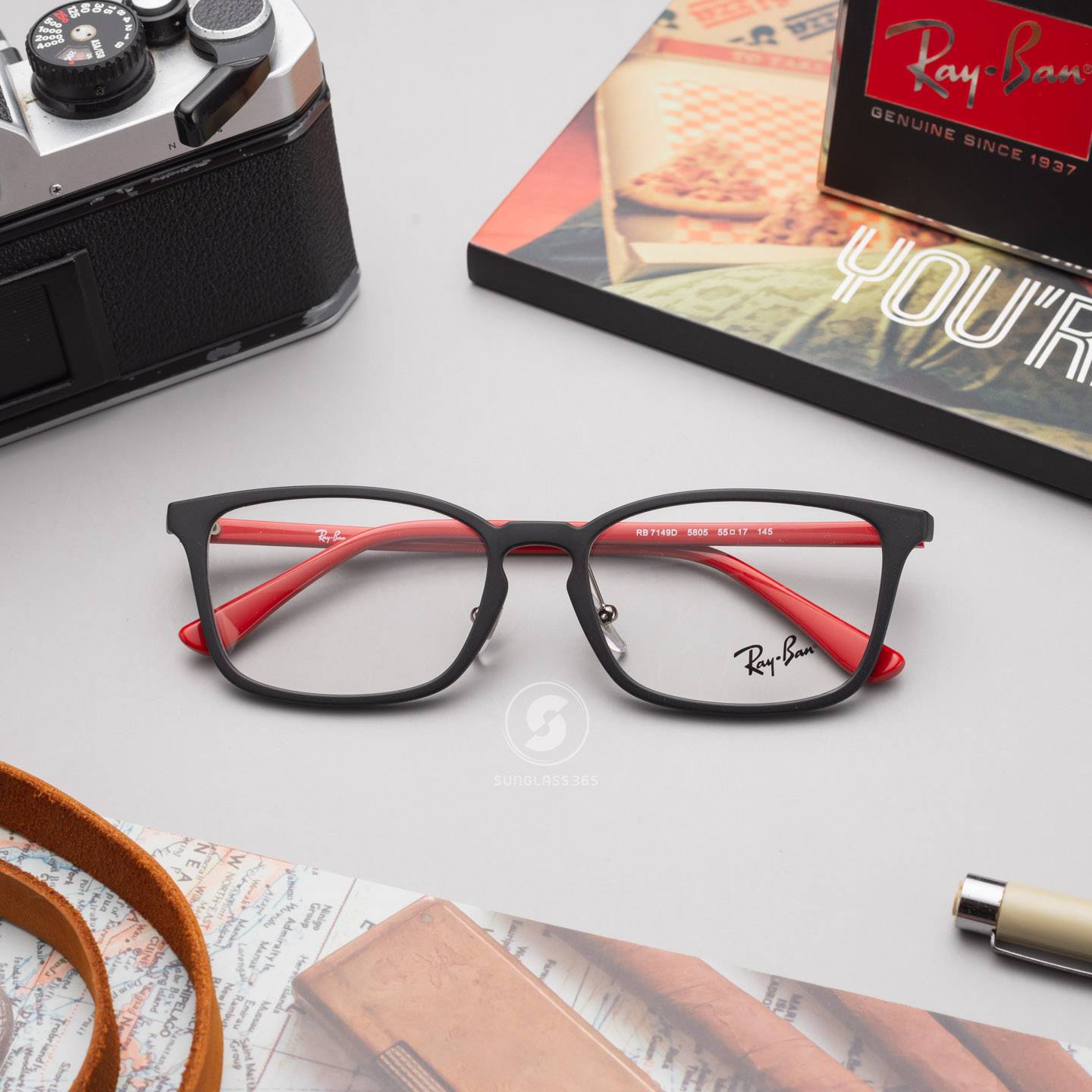 Ray-Ban RX7149D 5805 MATTE BLACK/RED