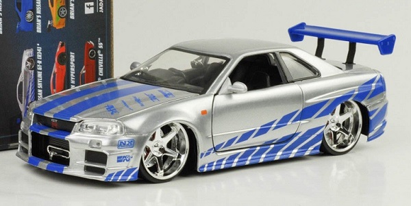 พรีออเดอร์ Jada โมเดลรถ โมเดลรถยนต์ ฟาส "Fast" 2002 gtr r 34 สเกล 1:24
