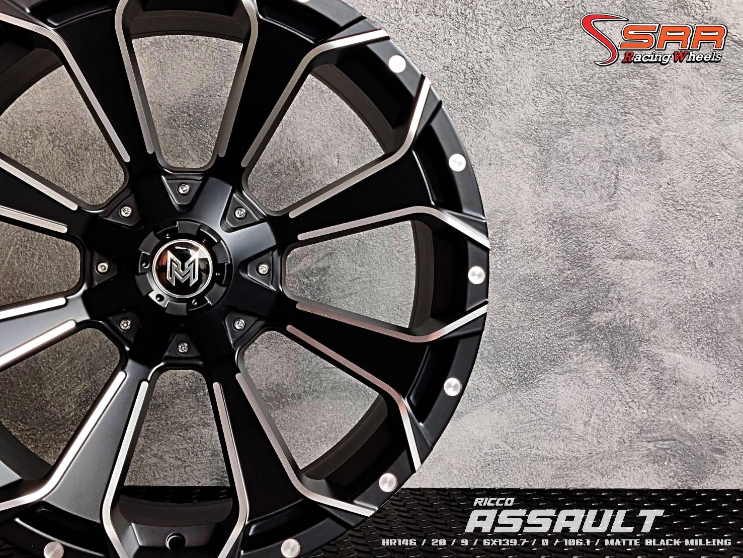 HR146 20X9 6X139.7 0 MATTE BLACK MILLING (ดำขลิบเงา)