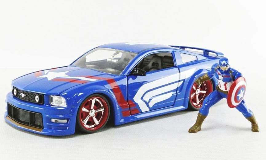 พรีออเดอร์ Jada โมเดลรถ โมเดลรถยนต์ 2006 Ford Mustang GT 1:24 แถม โมเดล Captain America