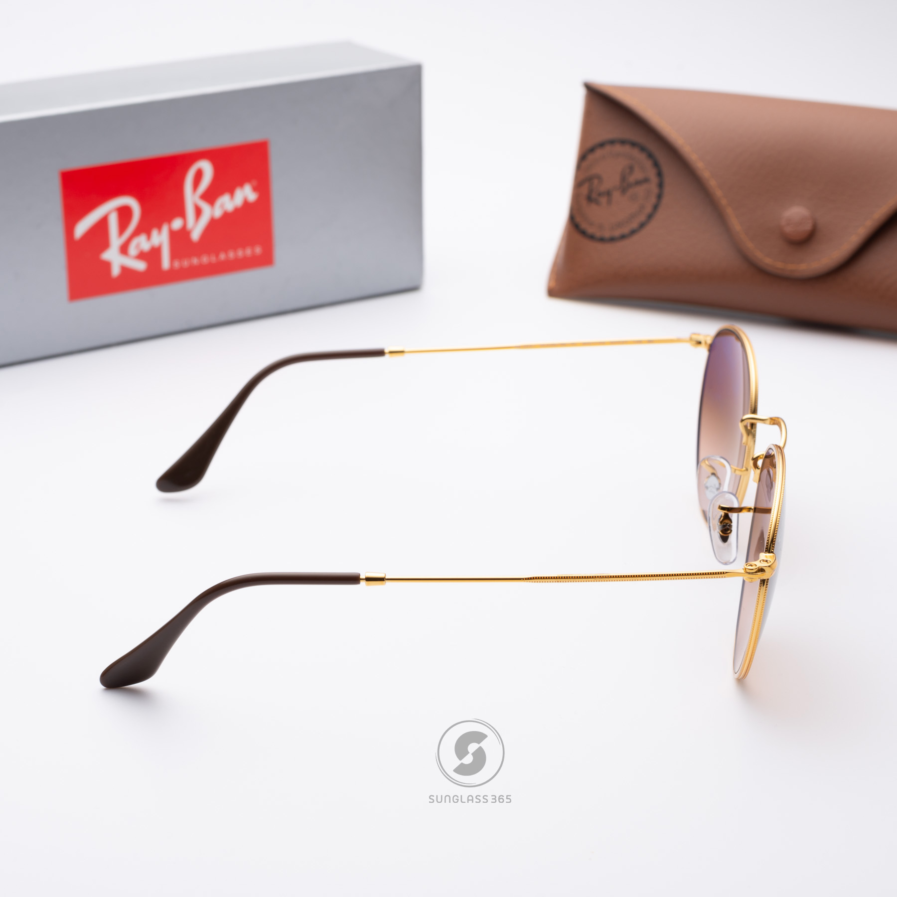 Ray-Ban RB3447 9001/A5 Round metal Light bronze/Brown gradient