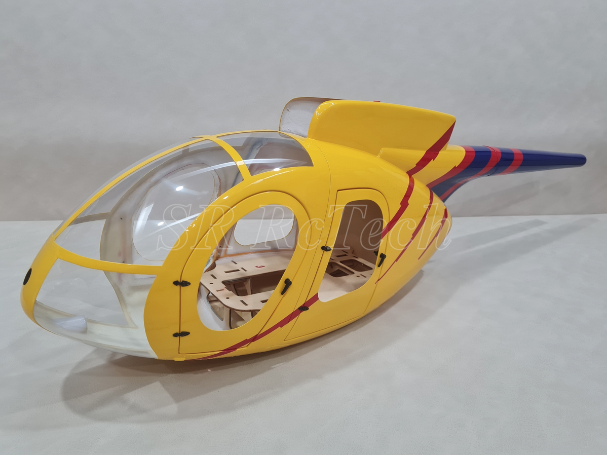 600 - MD500E Yellow Blue (working door)& Carbon/Metal Landing Skid