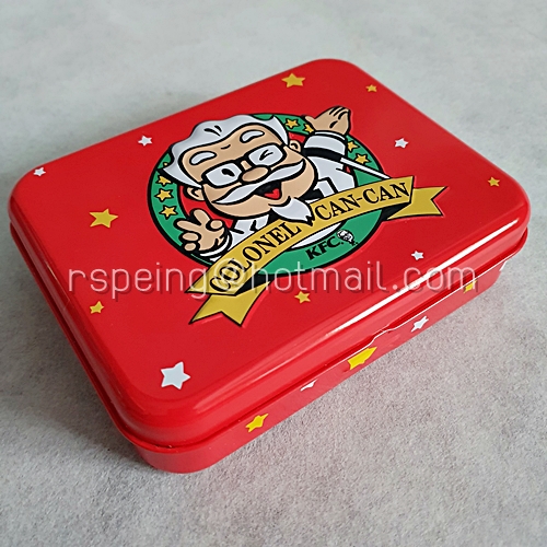 กล่องสังกะสีเคลือบ KFC COLONEL CAN-CAN สีแดง