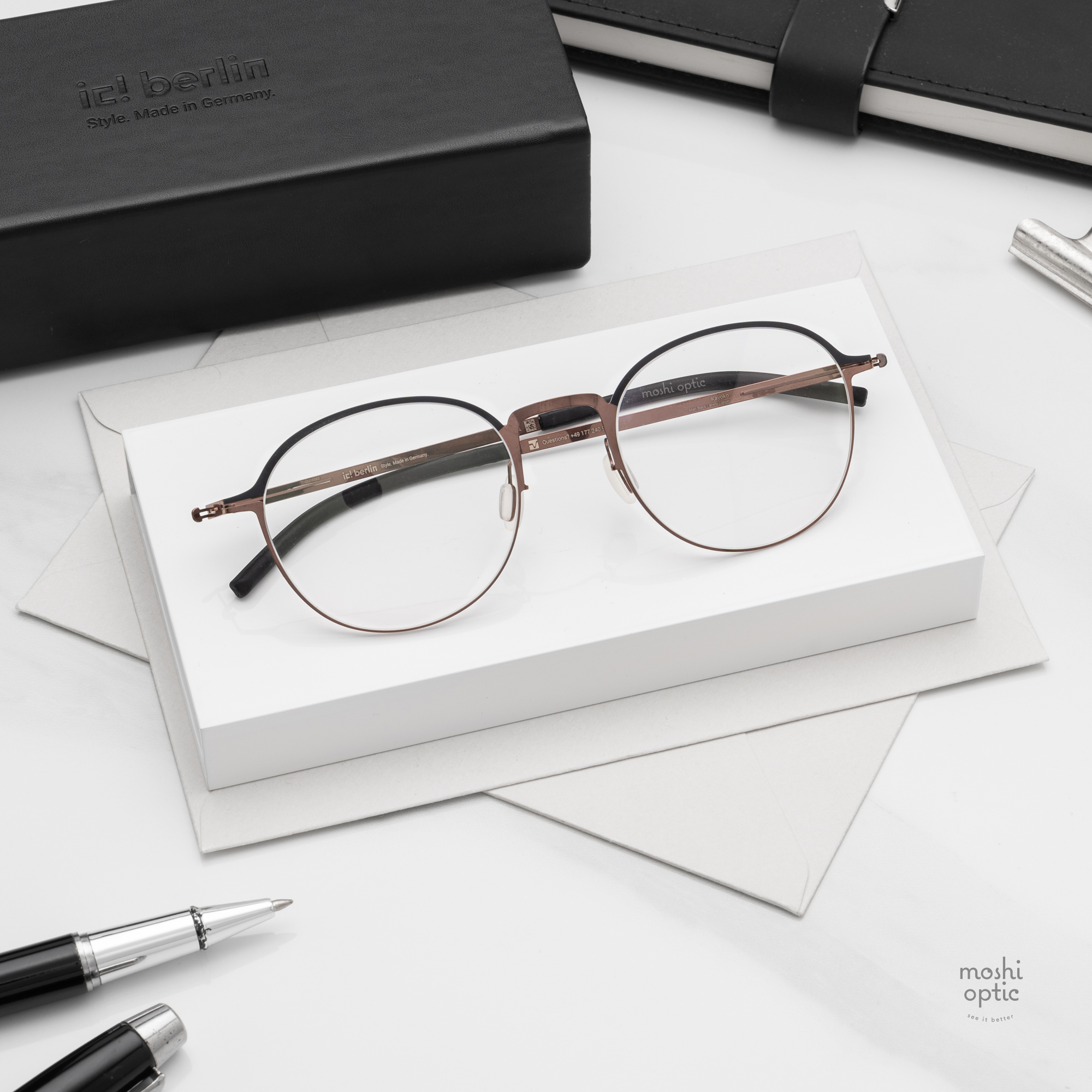 กรอบแว่น IC BERLIN Kayoko Matte Black Shiny Copper