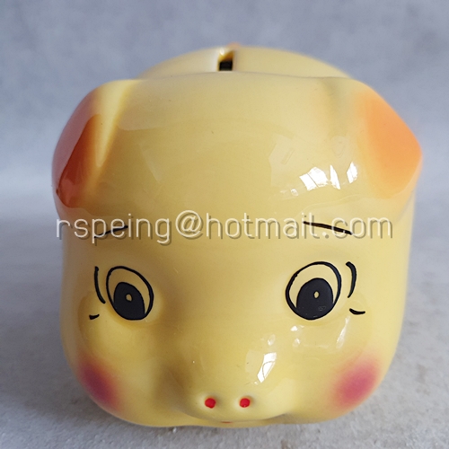 กระปุกออมสิน เซรามิค ครบรอบ 100 ปี ธนาคารไทยพาณิชย์ หมูสีเหลือง