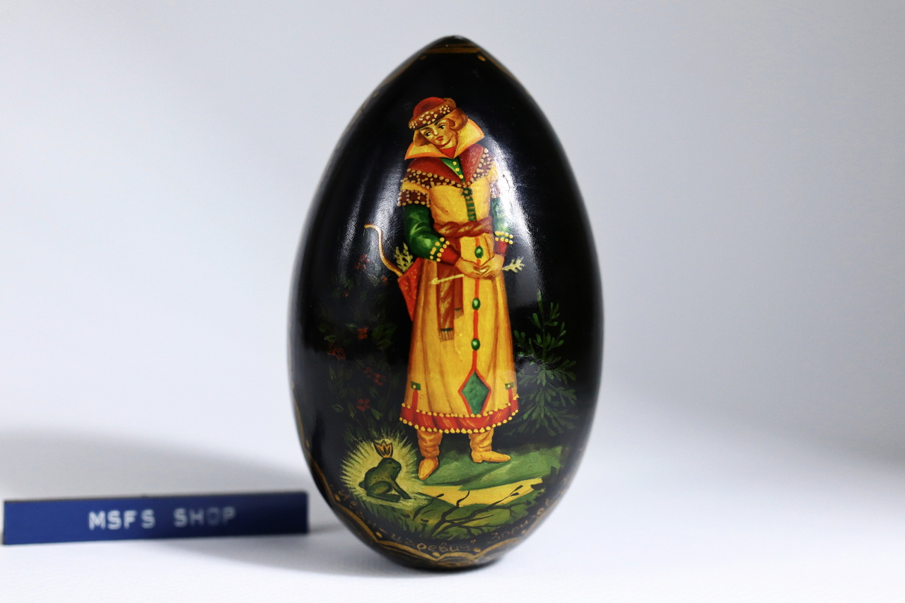 [Vintage] ไข่ไม้วาดภาพนิทานพื้นบ้าน Russian - Russian Folk Art Hand Painted Lacquer on Wood Egg