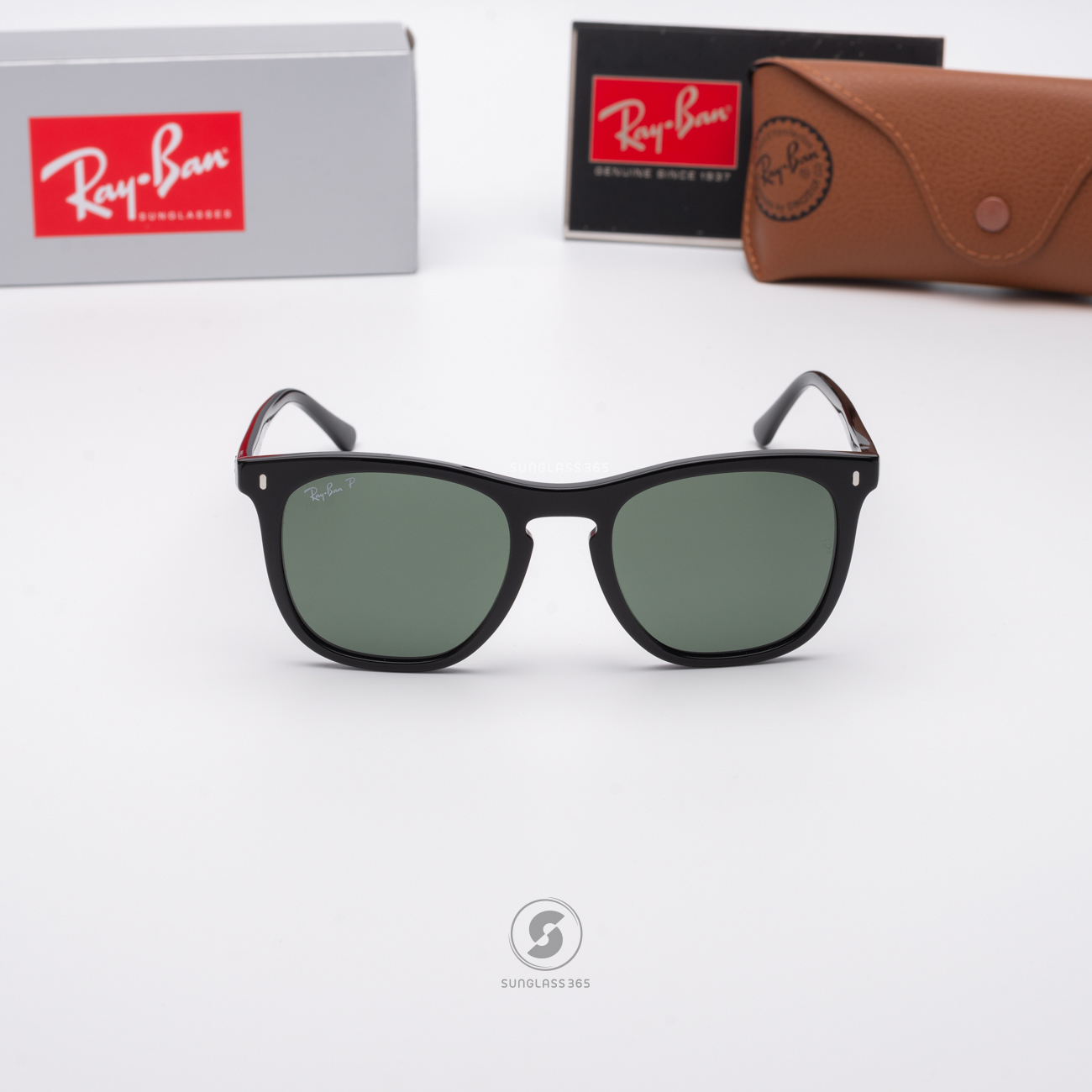 RayBan RB2210F 901/58 Black Green Polarized