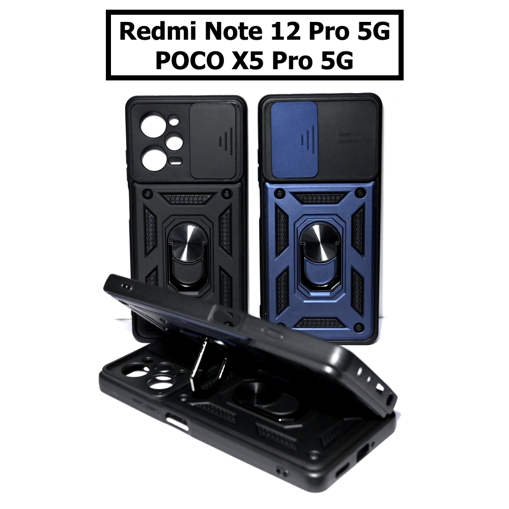 เคส Redmi Note 12 Pro 5 G / POCO X5 Pro 5G - เคสเรดมี โพโค่ กันกระแทก สไลด์ปิดกล้อง ขาตั้งแม่เหล็ก
