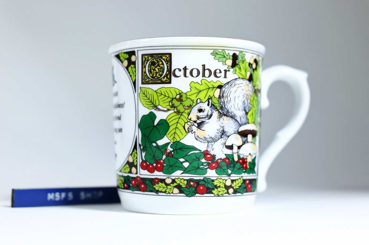 [Vintage] Royal Worcester Fine Porcelain ชุด The Months of the Year : October ปี 1992 แก้วกาแฟเซรามิก Vintage