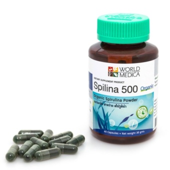 Khaolaor ขาวละออ Spirina 500 สาหร่ายเกลียวทองออร์แกนิก 60 แคปซูล