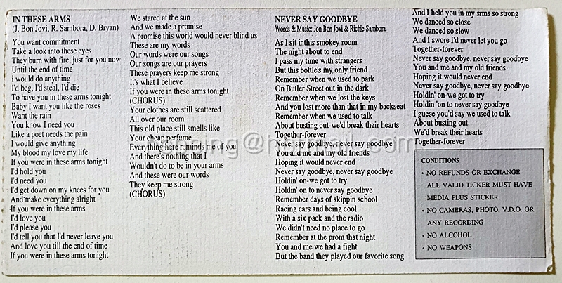 บัตรชมคอนเสิร์ต Bon Jove : Keep The Faith