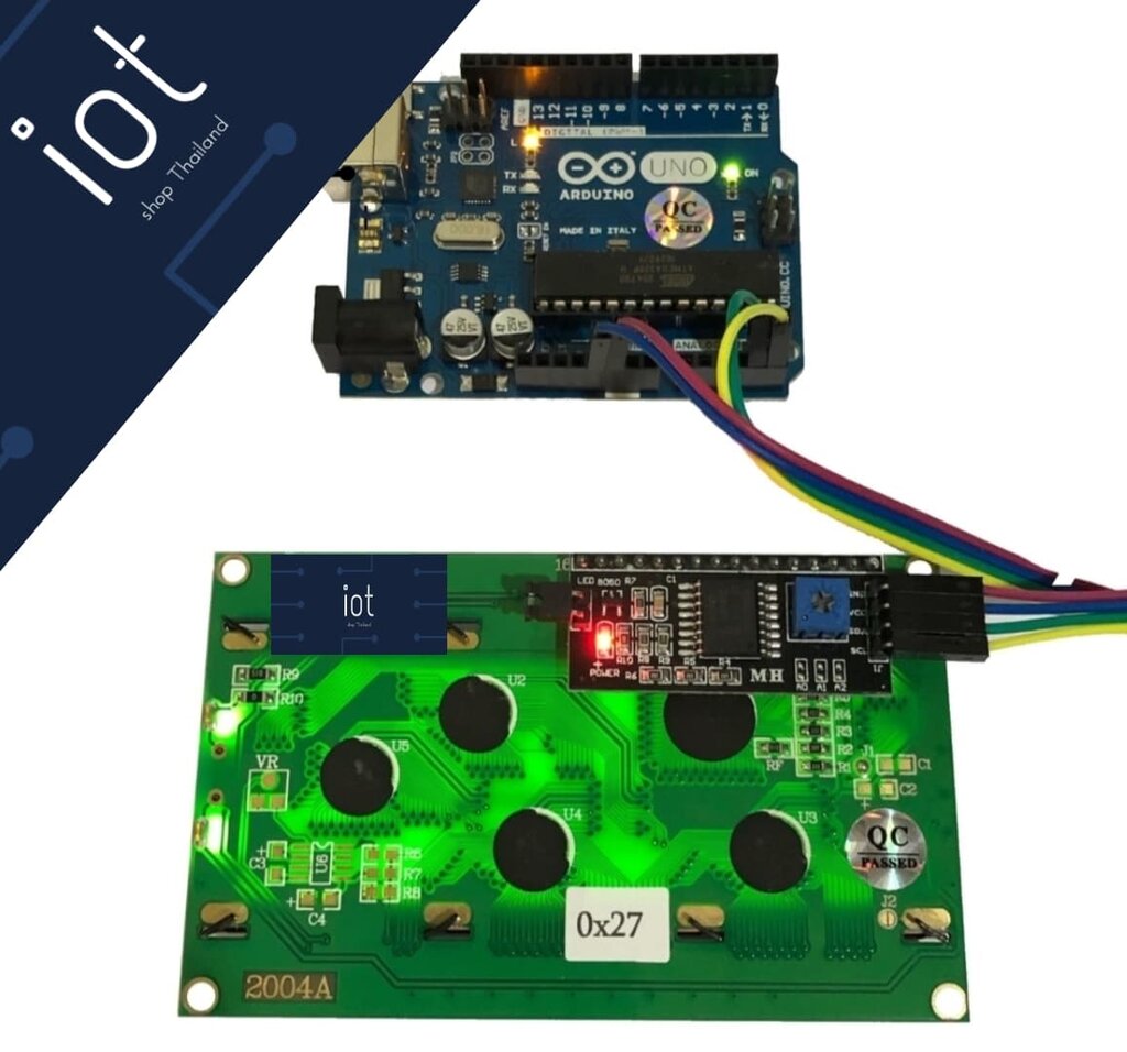 20x4 LCD+I2C Interface with backlight (Blue Screen) พร้อมบัดกรี