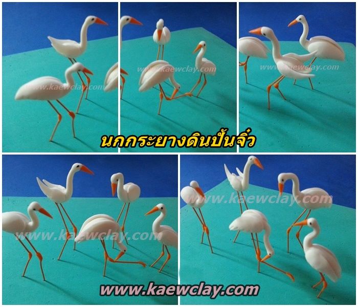 นกกระยาง งานปั้นจิ๋วด้วยดินแก้ว