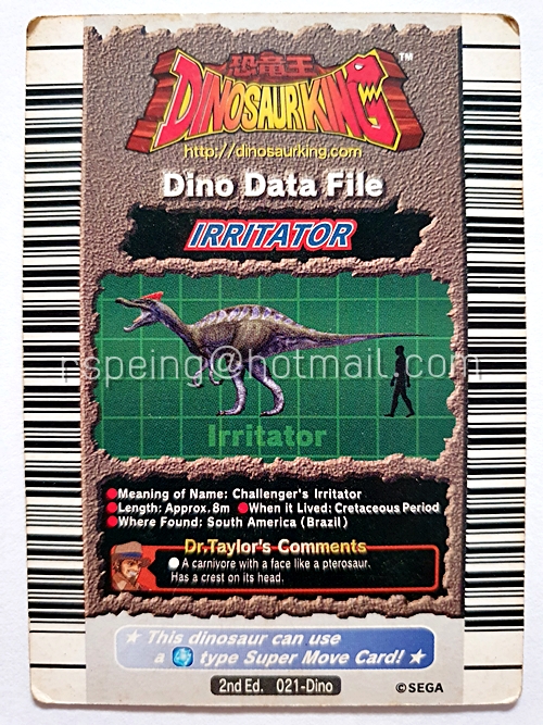 SEGA Dinosaur King Card 2nd Ed. 021-Dino : Irritator